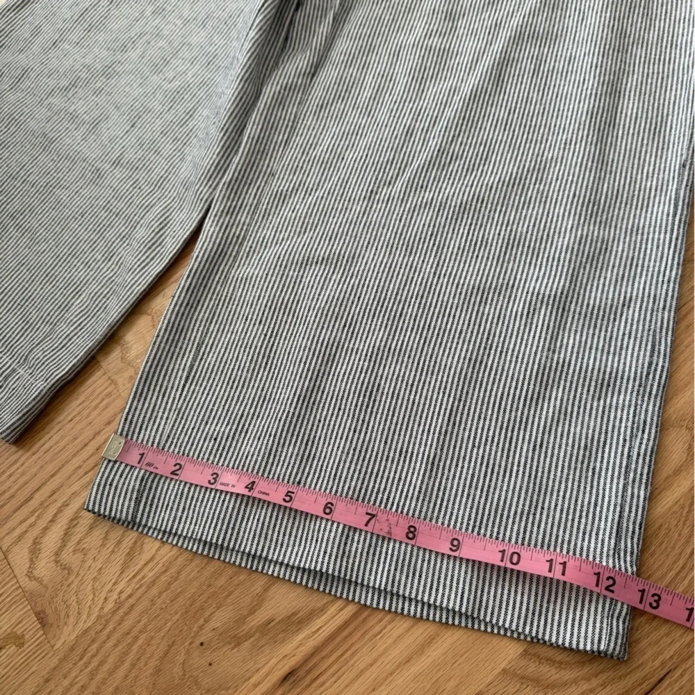 NEW Loft Linen Wide Leg Crop Striped Pull On Elastic Waist Pants Size Large - Picture 8 of 14